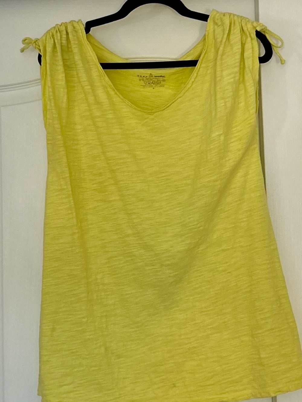 Yellow Tie-Shoulder V-Neck Boho Neckline.  See Photo,